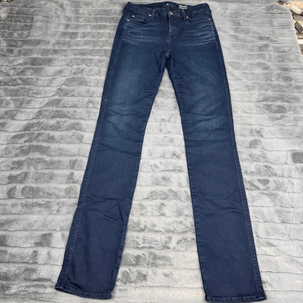 7 For All Mankind Kimmie Straight Leg Indigo Blue Jeans Size 27 Slim Fit USA